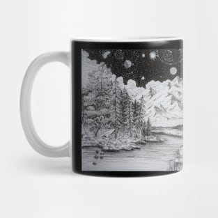 Random Lineart Nature, camping, mountains Mug